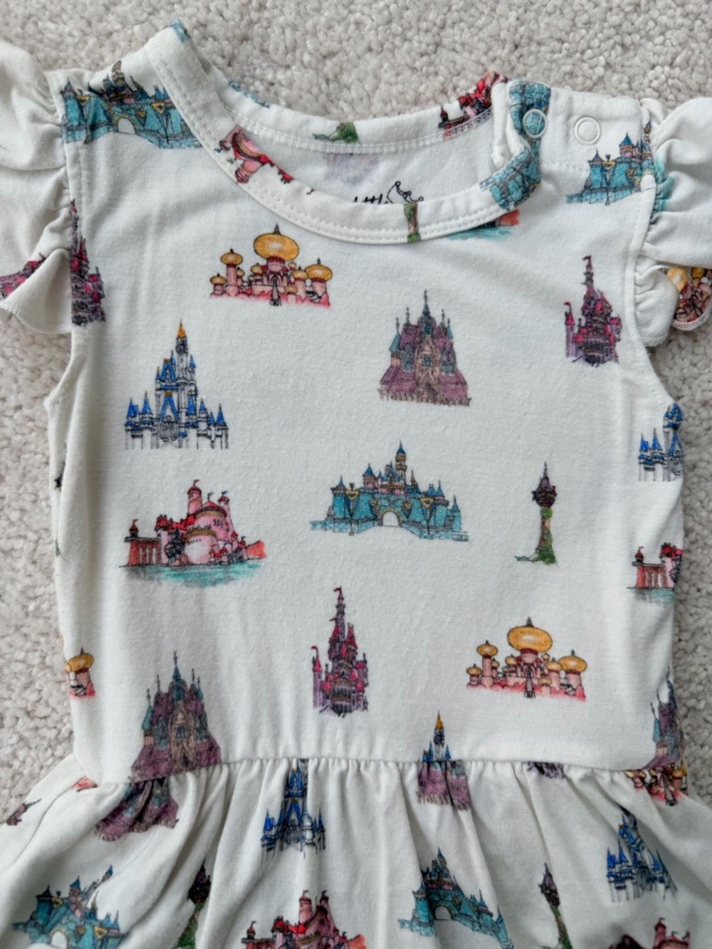 Little Crowns and Capes Princess Castle Print Twirl Bodysuit - Picture 2 of 9